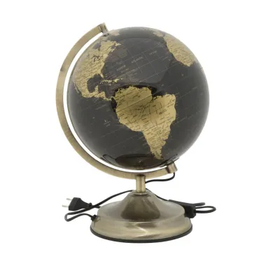 GLOBUS BRĄZOWY Z OŚWIETLENIEM 25X38 cm